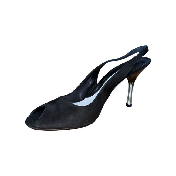 Via Spiga Uzzi Black Suede Peep Toe Slingback Womens Size 10 NEW - Picture 2 of 10